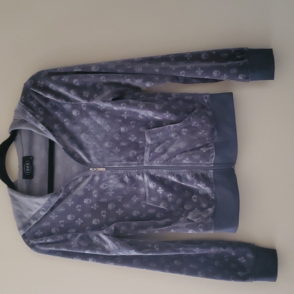 Lightweight velour embossed hoodie